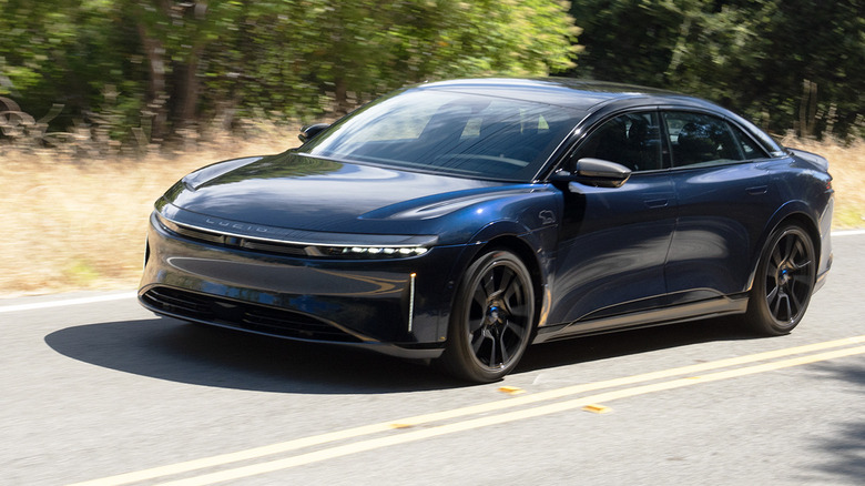 2024 Lucid Air Sapphire rolling front three-quarters