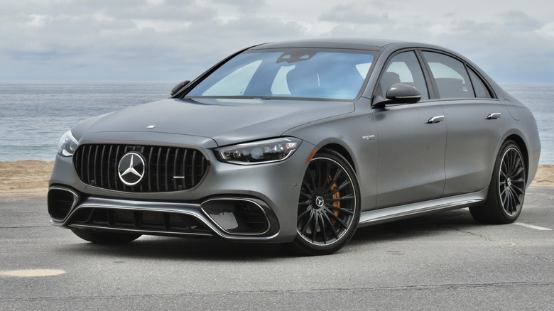 2024 Mercedes-AMG S63 E Performance front three quarter view.