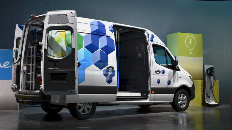2024 Mercedes-Benz eSprinter rear three quarter view.