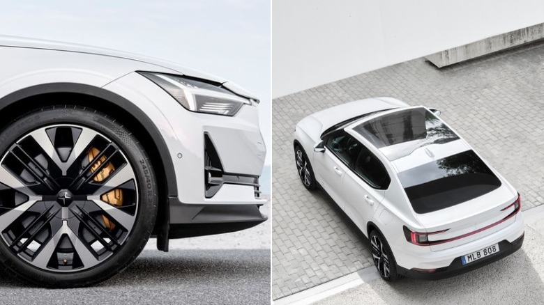2024 polestar 2 EV wheel and aerial shot