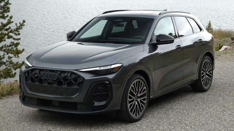 2025 Audi SQ5 front three-quarters at a lake