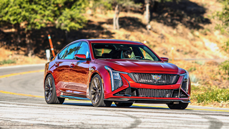 2025 Cadillac CT5-V Blackwing driving on a mountain road