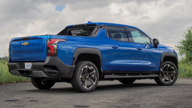 2025 Chevrolet Silverado EV rear three-quarter view