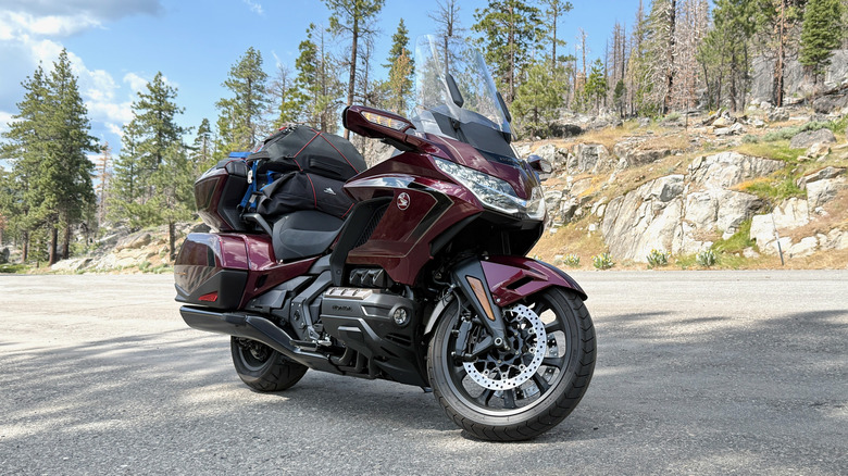 2025 Honda Gold Wing parked on the side of a mountain road