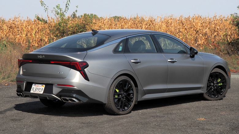 2025 Kia K5 GT rear three-quarters view