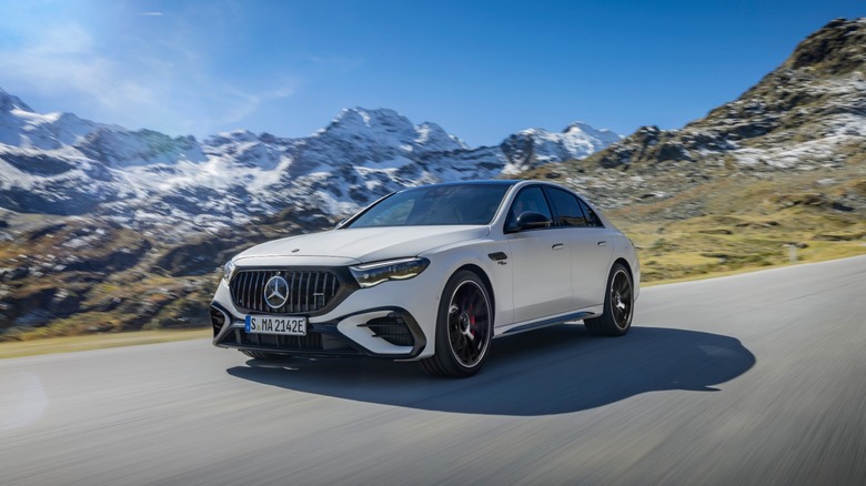The 2025 Mercedes-AMG E 53 Hybrid from the front