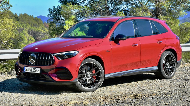 2025 Mercedes-AMG GLC 63 S E Performance front three quarter view.