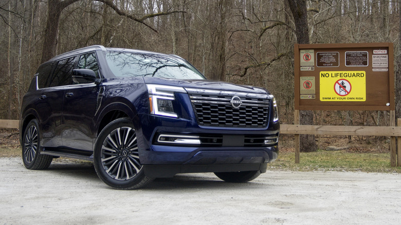 2025 Nissan Armada in front of "No lifeguard" sign