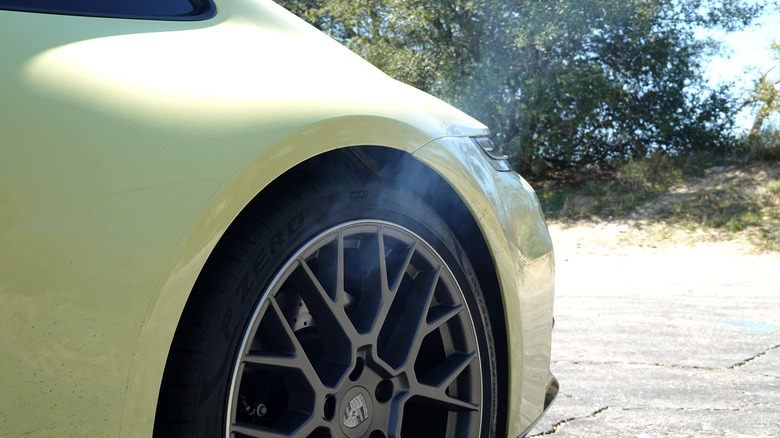 2025 Porsche 911 Carrera S brakes smoking