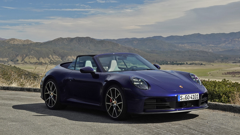 2025 Porsche 911 Carrera S Cabriolet front three-quarters at Palomar Mountain