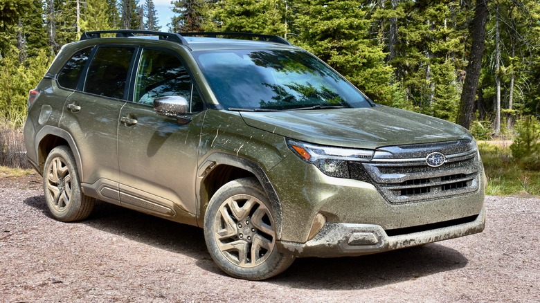 2025 Subaru Forester front three quarter view.