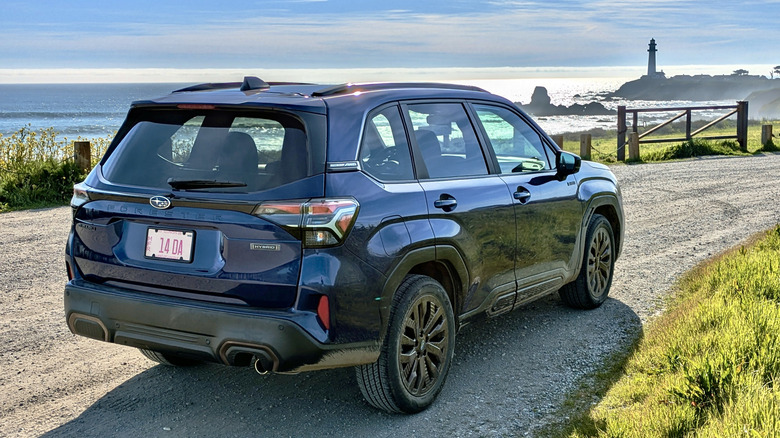 2025 Subaru Forester Hybrid rear quarter view.