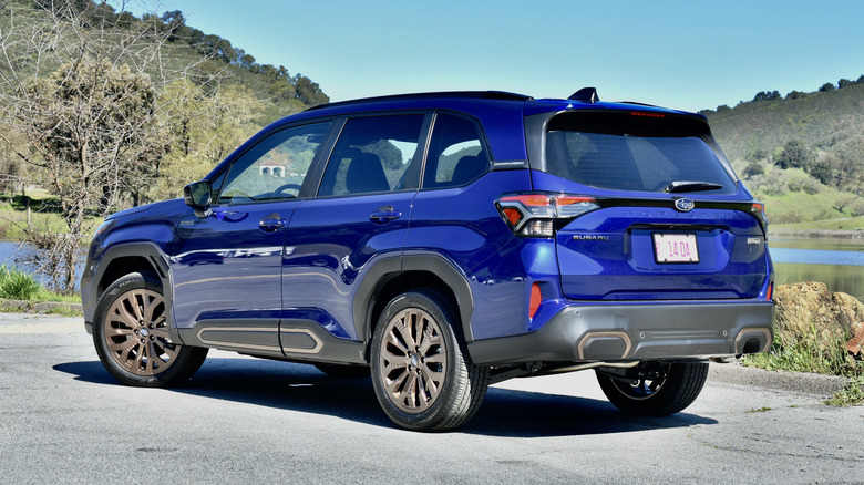 2025 Subaru Forester Hybrid rear quarter view.