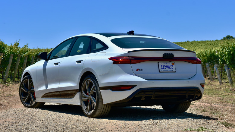 2026 Audi A6 e-tron rear three quarter view.