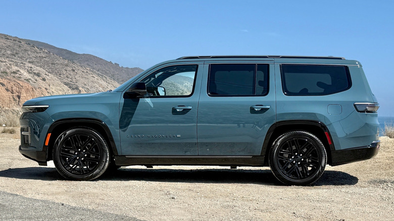 2026 Jeep Grand Wagoneer side profile parked near the beach