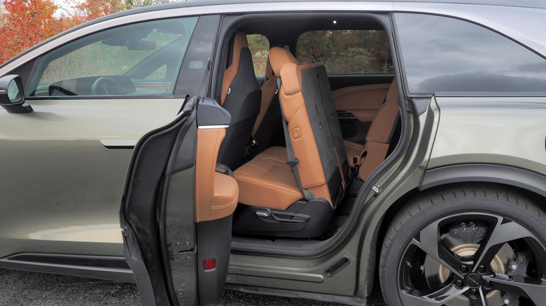 2026 Lucid Gravity side view with second row seat pushed forward