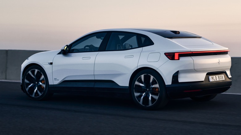 Rear view of Polestar 4 electric car