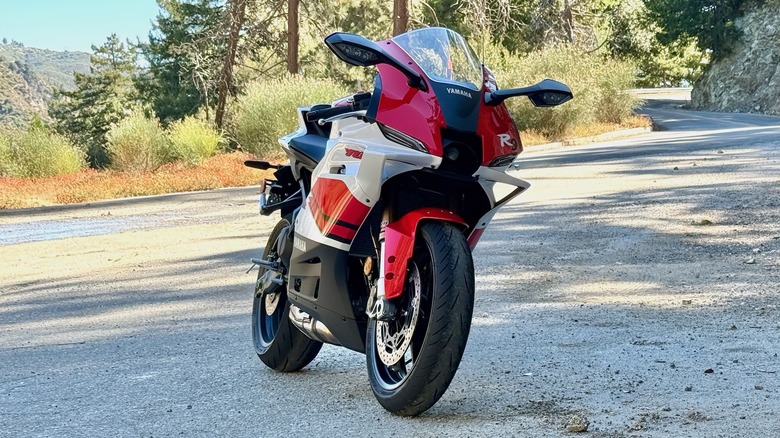 2026 Yamaha R9 70th Anniversary Edition front end parked on the side of a mountain road