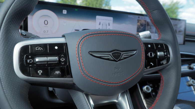 2026 Genesis GV70 steering wheel detail