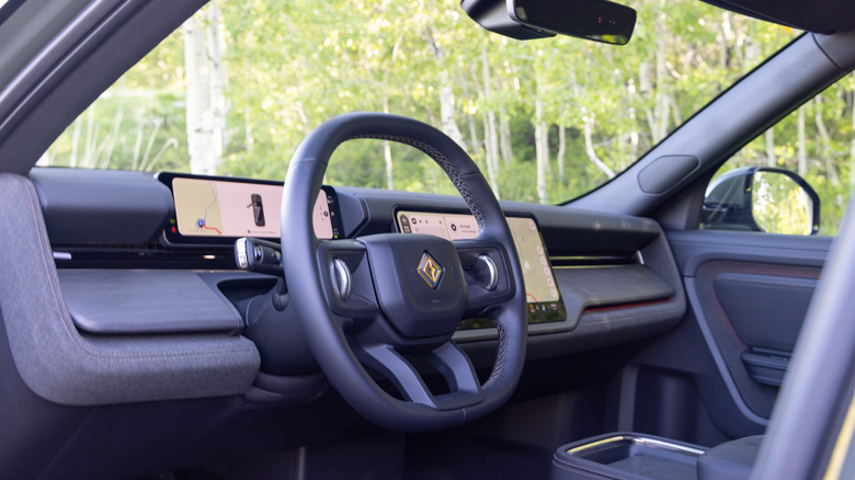 2027 Rivian R2 steering wheel and dash detail