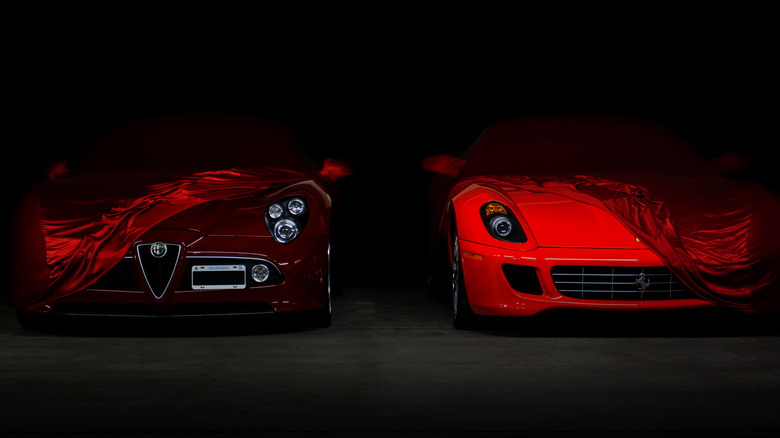 Alfa Romeo and ferari supercars.