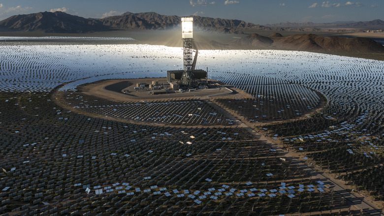 Aerial view of Ivanpah solar facility