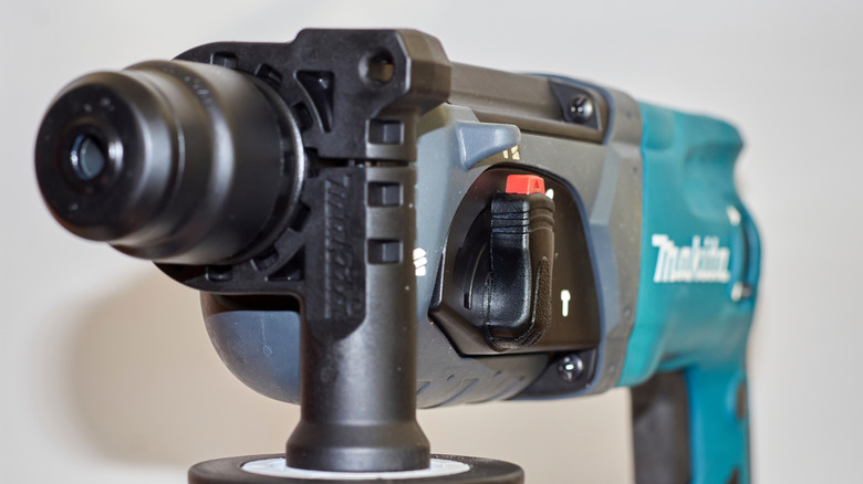Close-up of a Makita rotary hammer