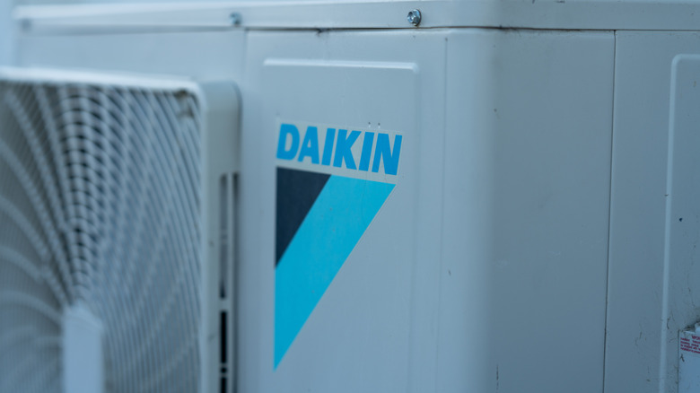 close-up of Daikin logo on an air conditioner