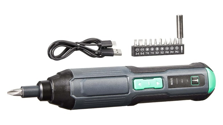 A stock image of an Amazon Basics stick screwdriver kit.