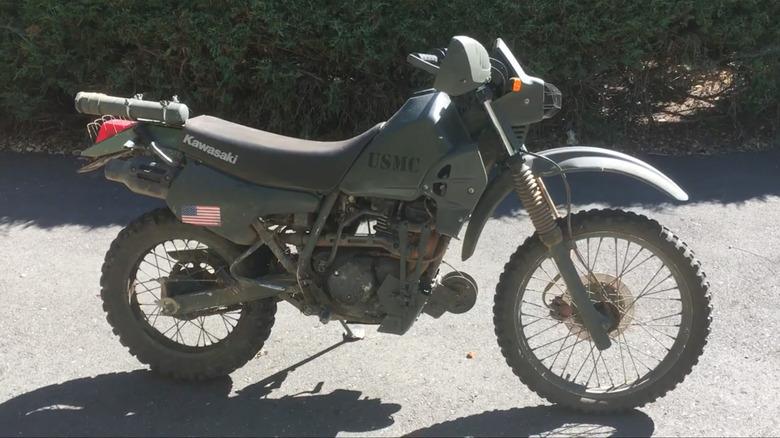 Kawasaki KLR250-D8 parked on the road