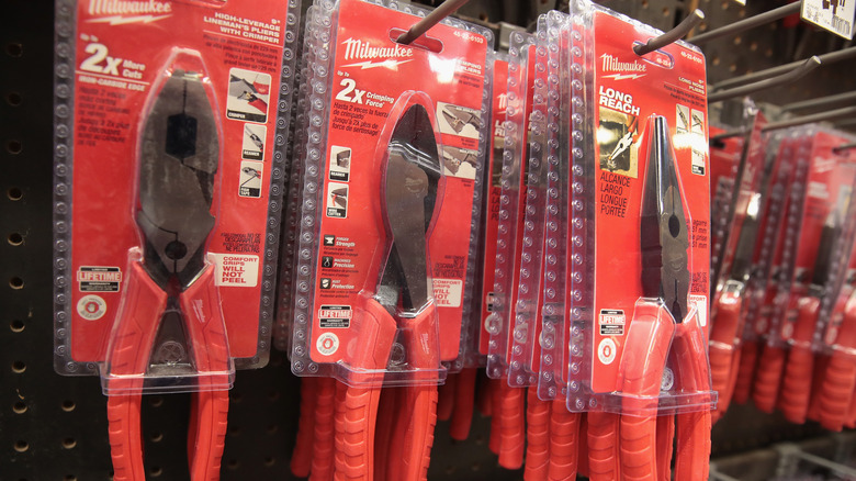 Milwaukee Tools on display in store.