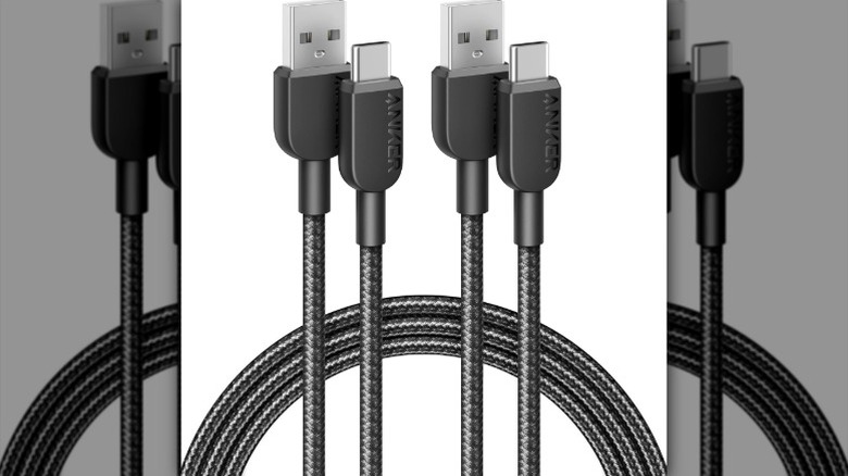 Two Anker USB-A to USB-C cables on a white background