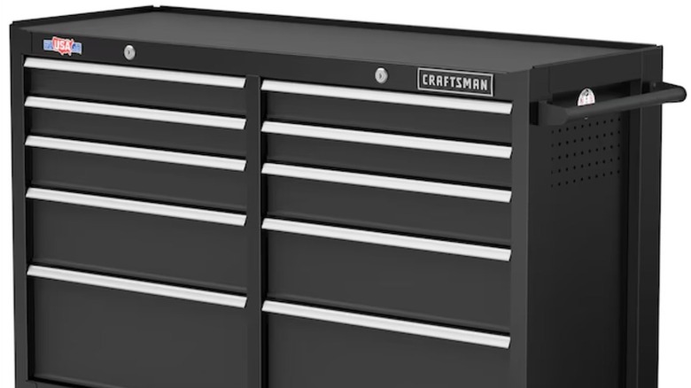 Close-up of Craftsman tool cabinet.