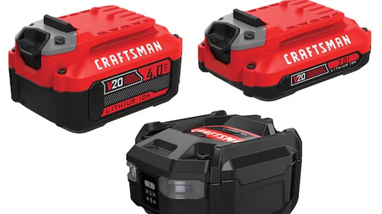 Close-up of Craftsman battery and charger combo kit.