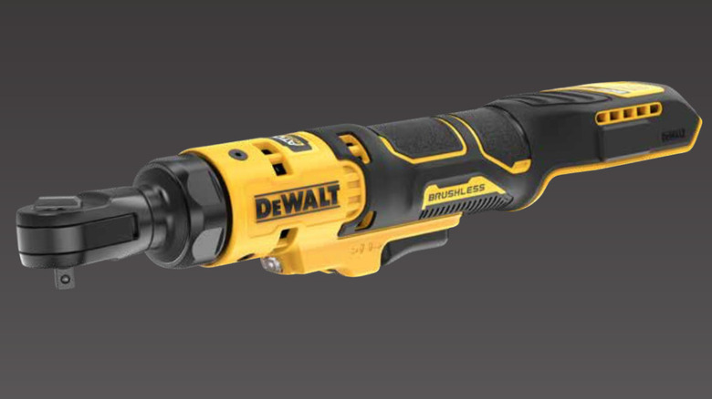 New DeWalt Atomic 20V Max Brushless Cordless 1/4 in. Ratchet against gray background