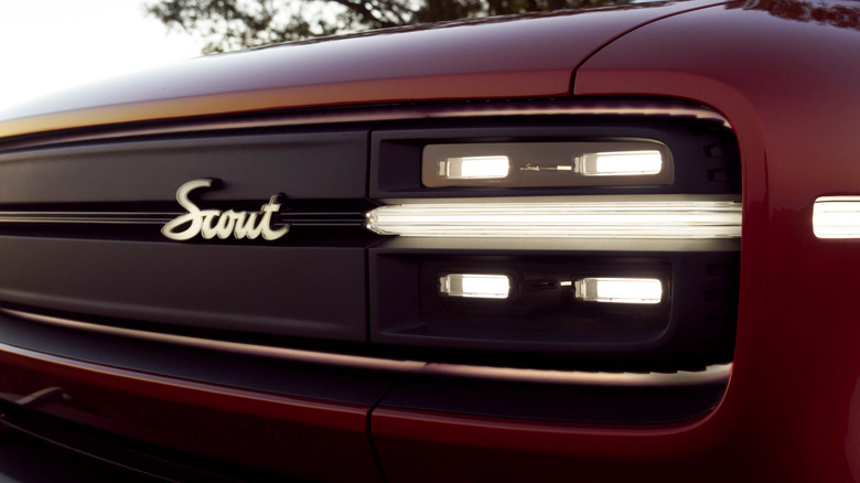 Scout Motors Traveler front headlight and emblem