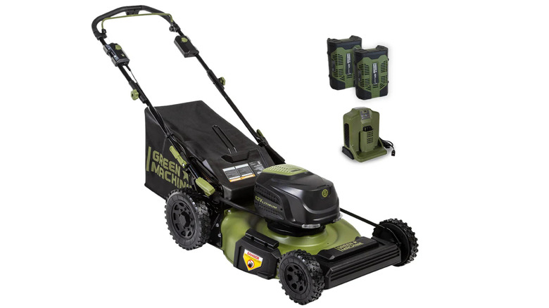 Green Machine 62V Brushless 22-inch Cut Width Electric Cordless Battery Self- Propelled Lawn Mower with 2 4.0 Ah Batteries and Charger