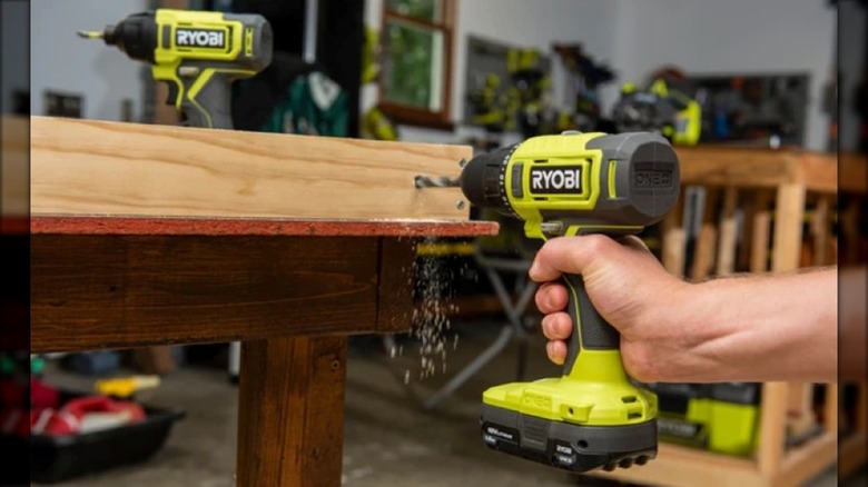 The Ryobi 2-tool combo kit in action.