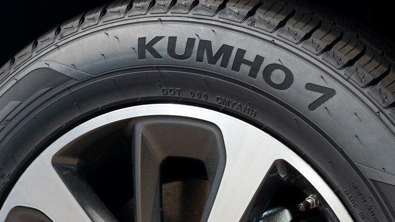 Car wheel fitted with Kumho tires