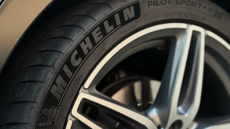 Close-up of Michelin tire