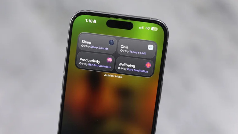 Ambient Music widget on an iPhone