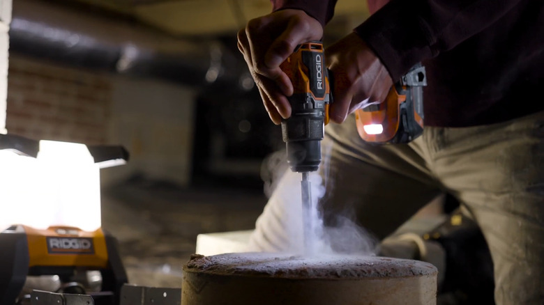 The new 18V Nuke SubCompact Brushless 1/2-inch Hammer Drill in action.