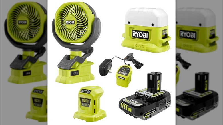 A stock image of a Ryobi storm preparation tool kit.