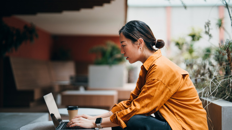 businesswoman working on laptop