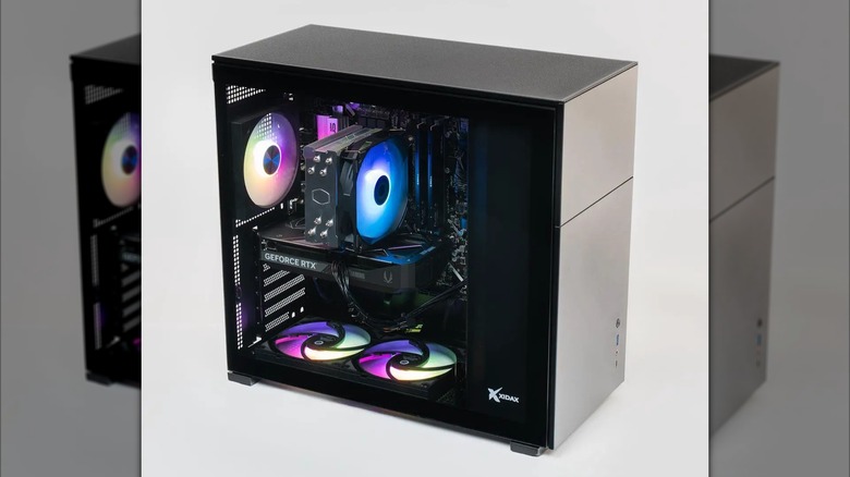 A Xidax X-6 Series gaming PC on display