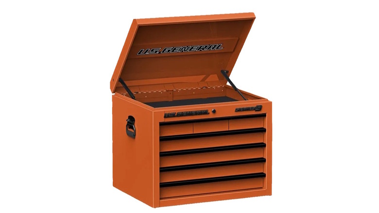 A small U.S. General Series 3 Top Chest, orange and black.
