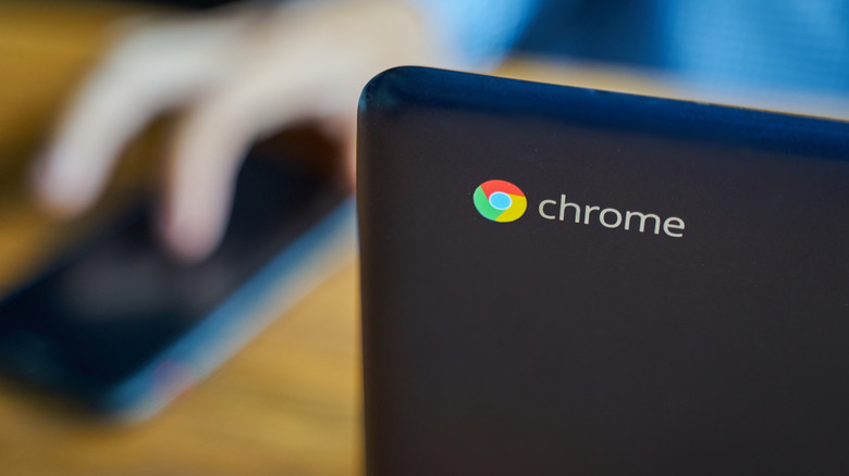 A person using a Chromebook