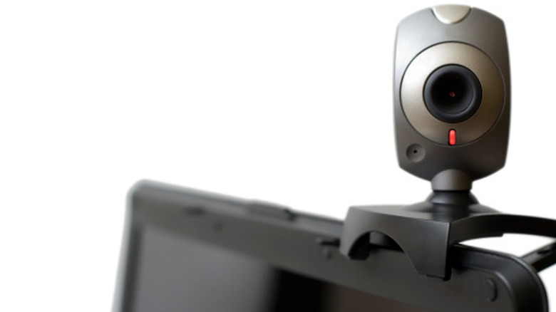 A laptop wth a webcam on top