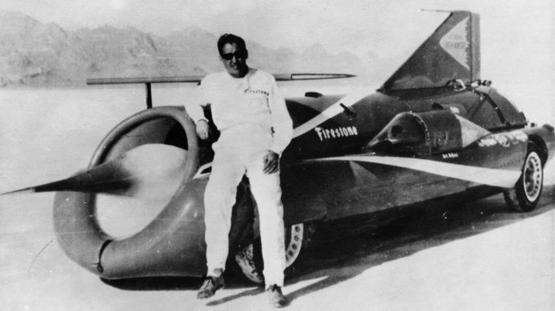 Art Arfons posing with the Green Monster in the 1960s.