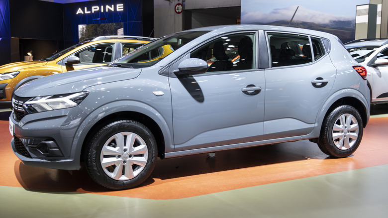 A Dacia Sandero on the showroom floor